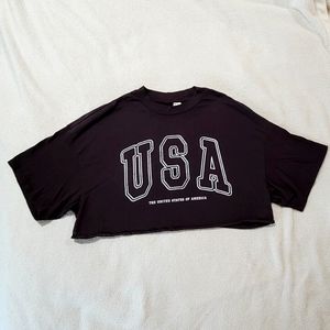 Women's USA Crop Top, Dark Gray, Size XS